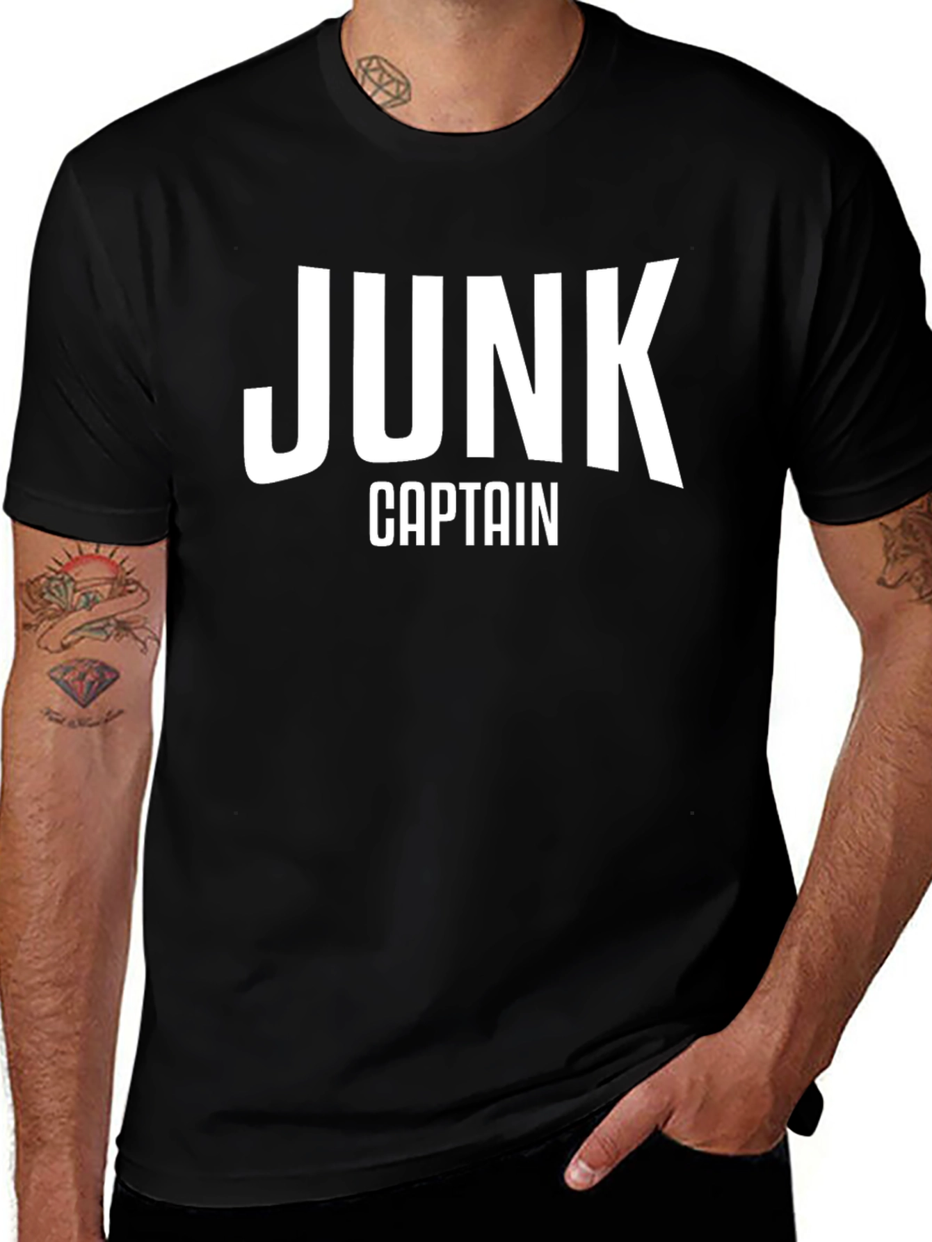 Junk Captain Graphic T-Shirt - Black Crew Neck Tee