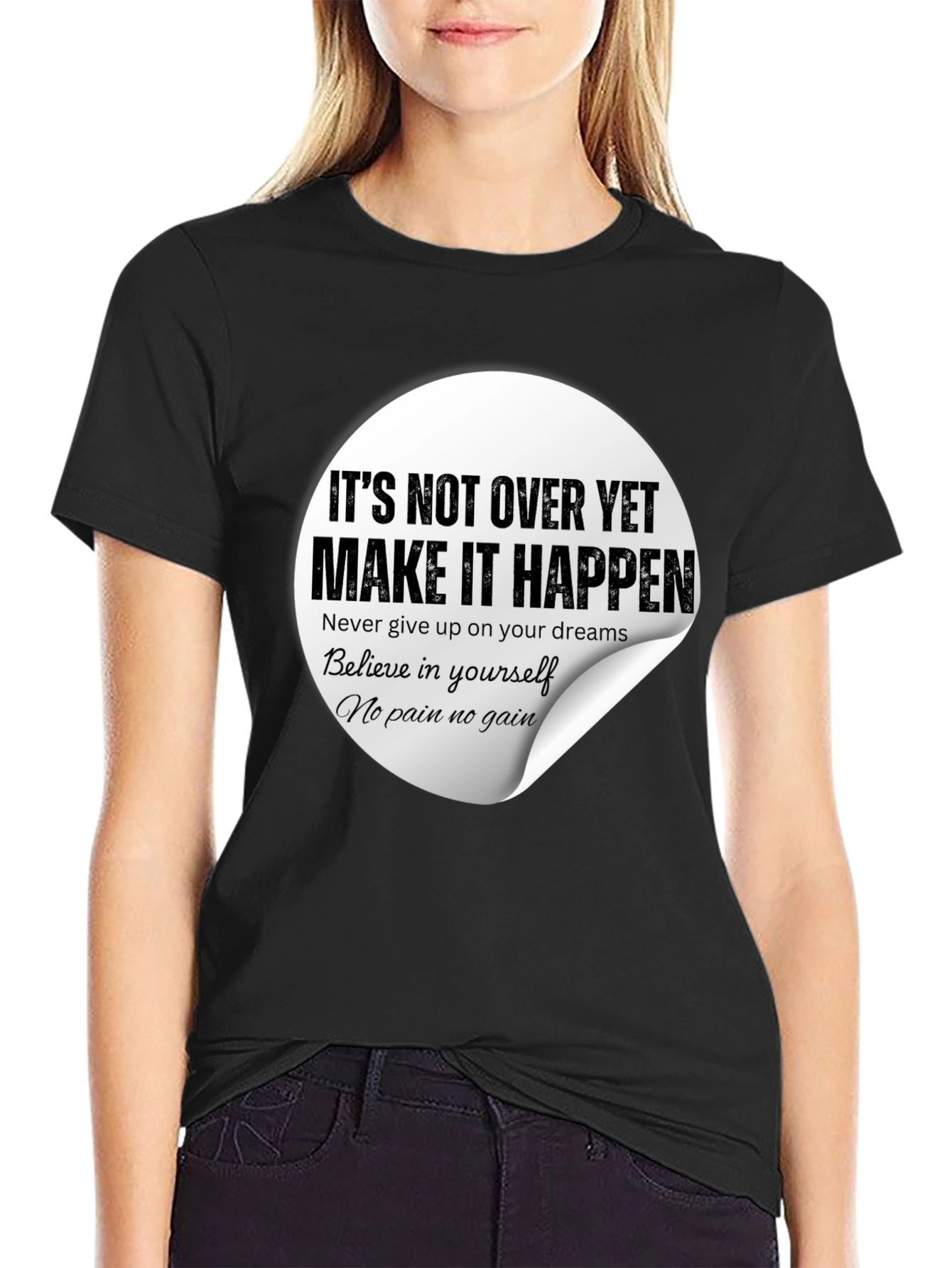 Inspirational Graphic Tee - Make It Happen Black T-Shirt