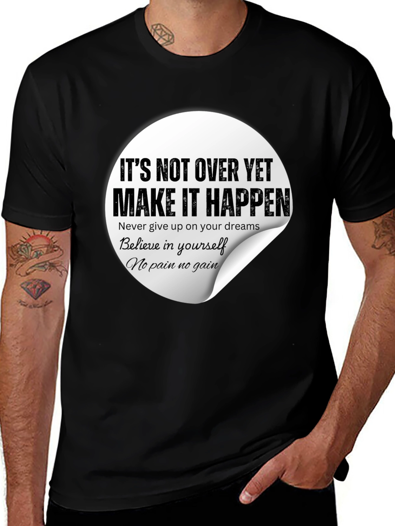 Inspirational Graphic Tee - Make It Happen Black T-Shirt