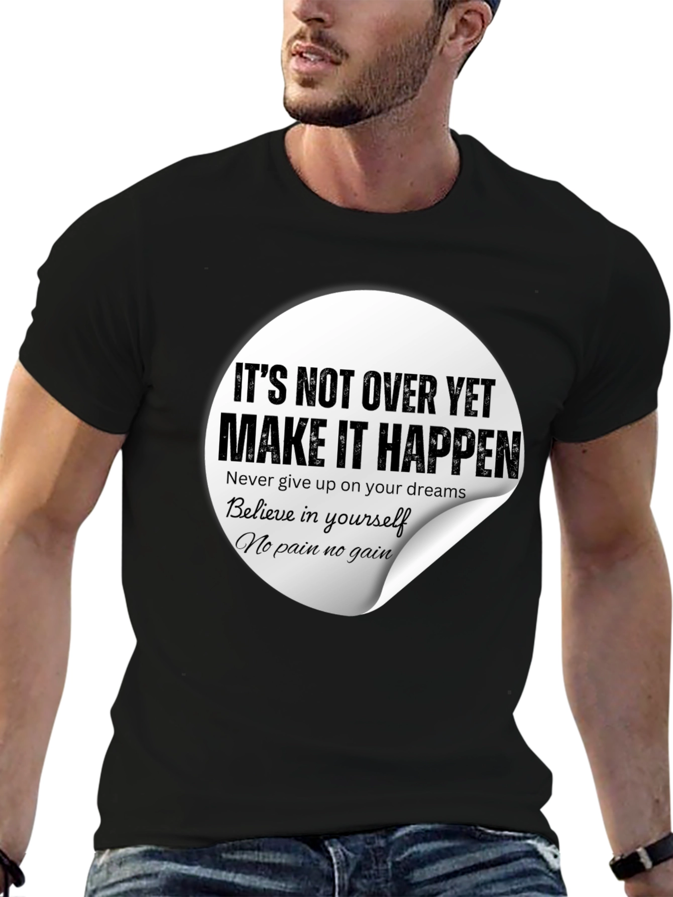 Inspirational Graphic Tee - Make It Happen Black T-Shirt