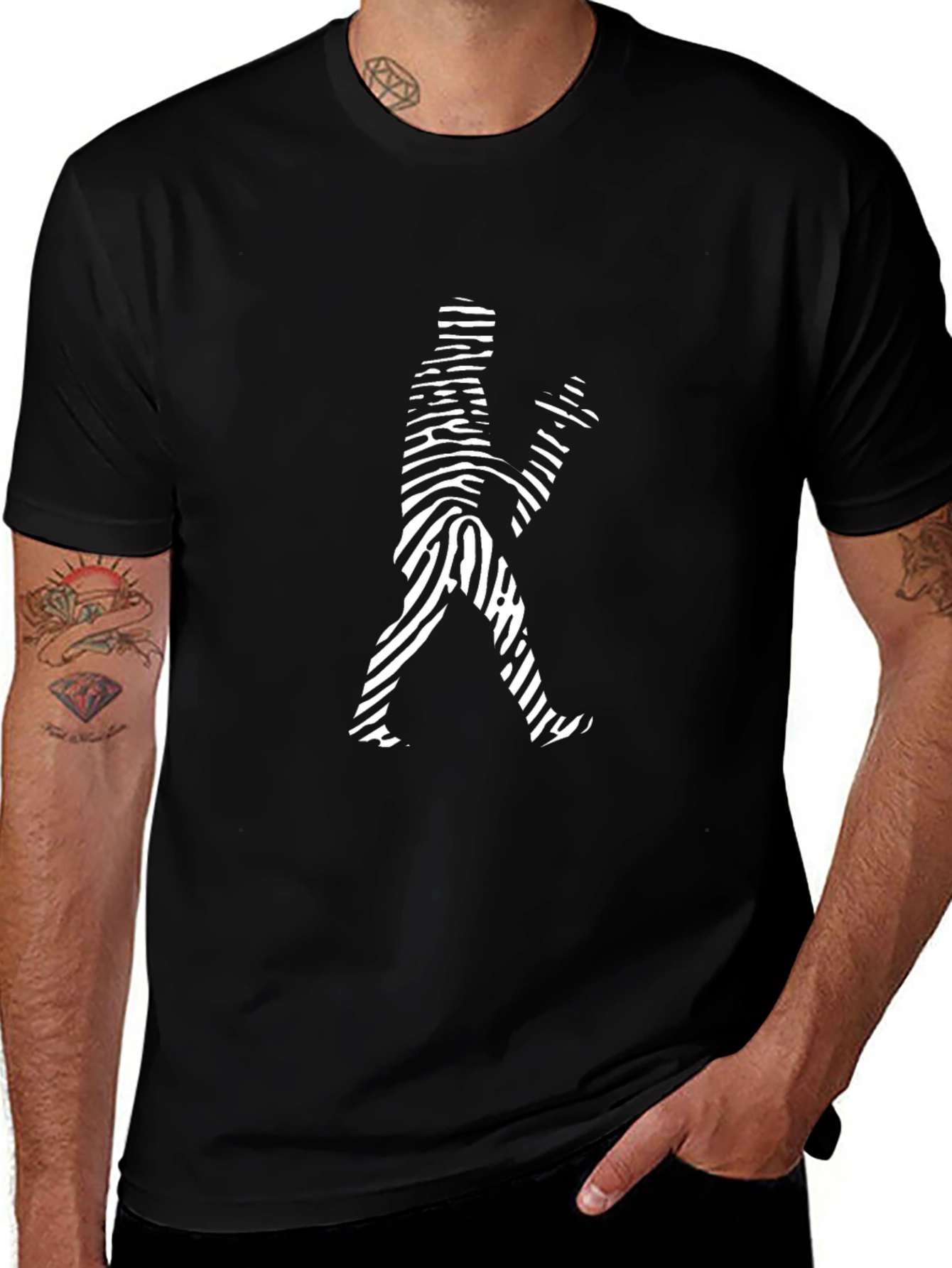 Fingerprint Man Graphic Black T-Shirt