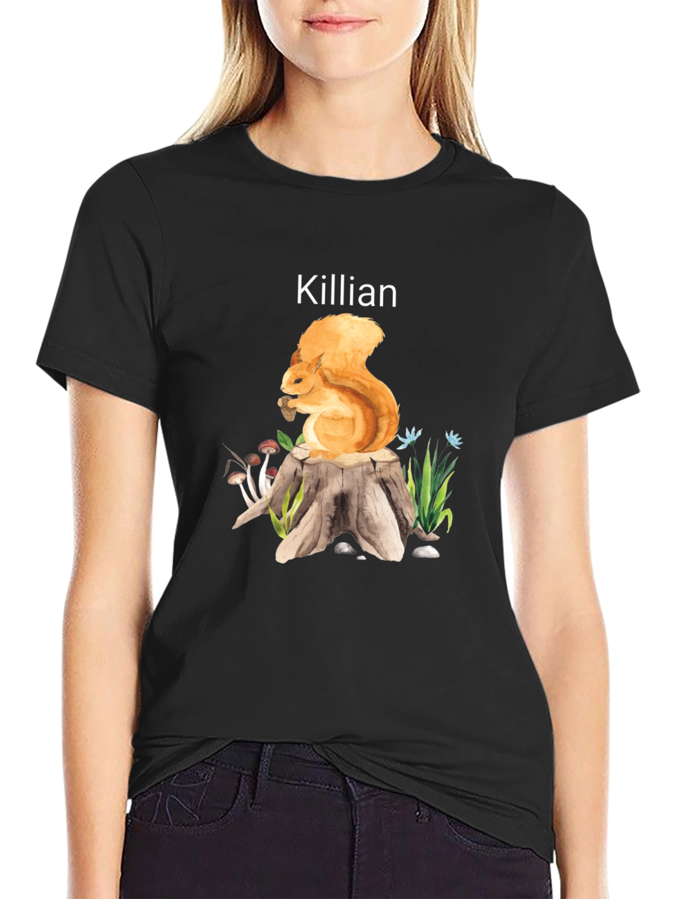 Killian Squirrel on Stump Tee