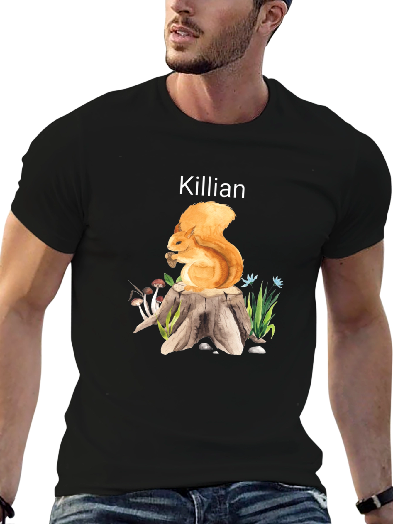 Killian Squirrel on Stump Tee