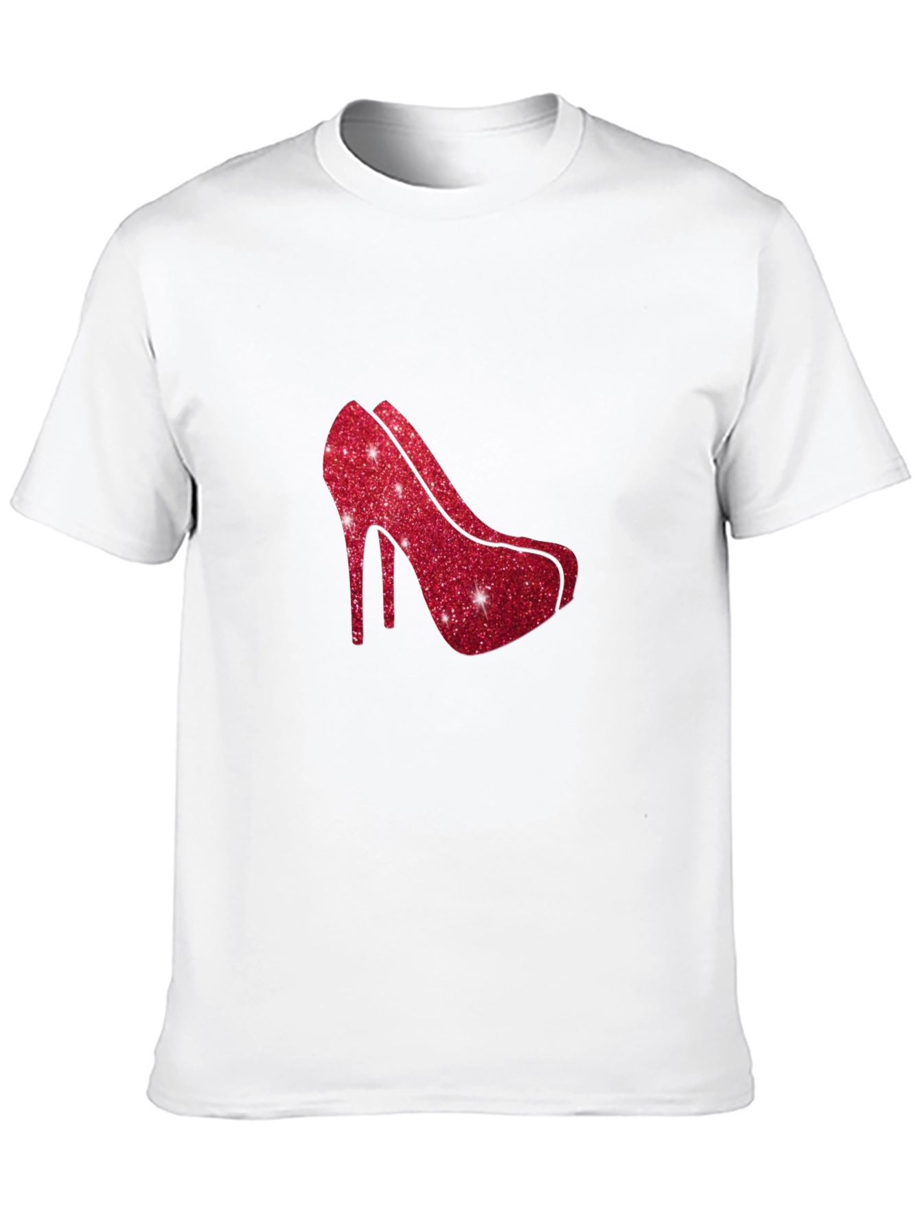 Red Glitter Heel Graphic Black Tee Shirt