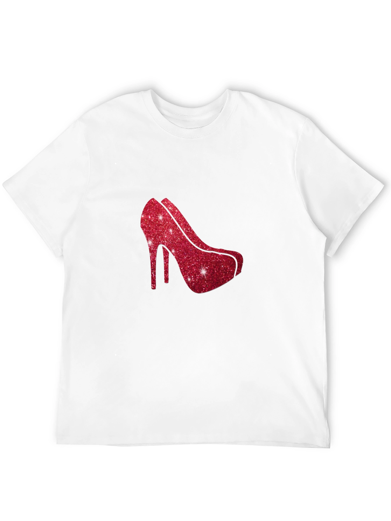 Red Glitter Heel Graphic Black Tee Shirt