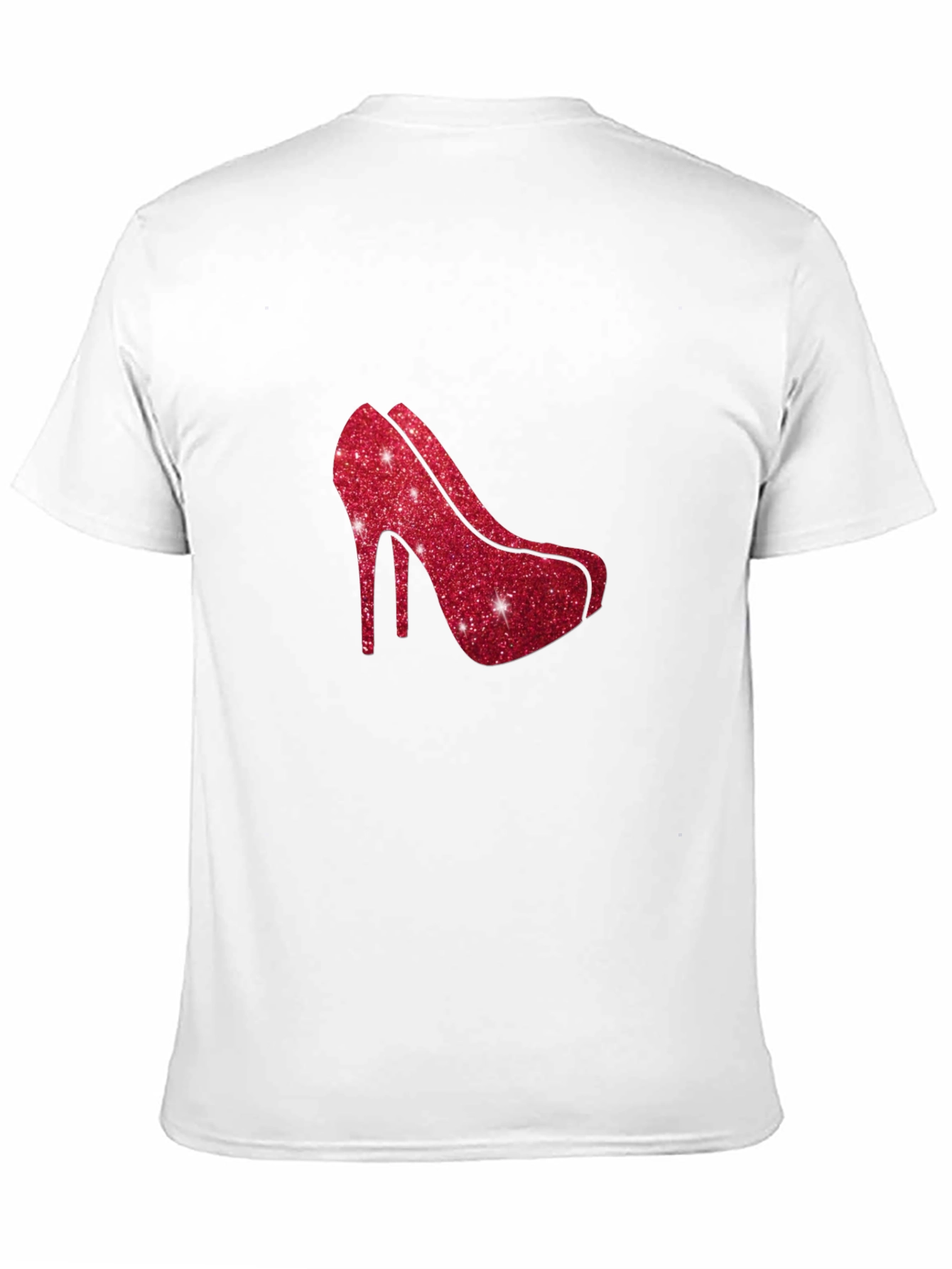 Red Glitter Heel Graphic Black Tee Shirt