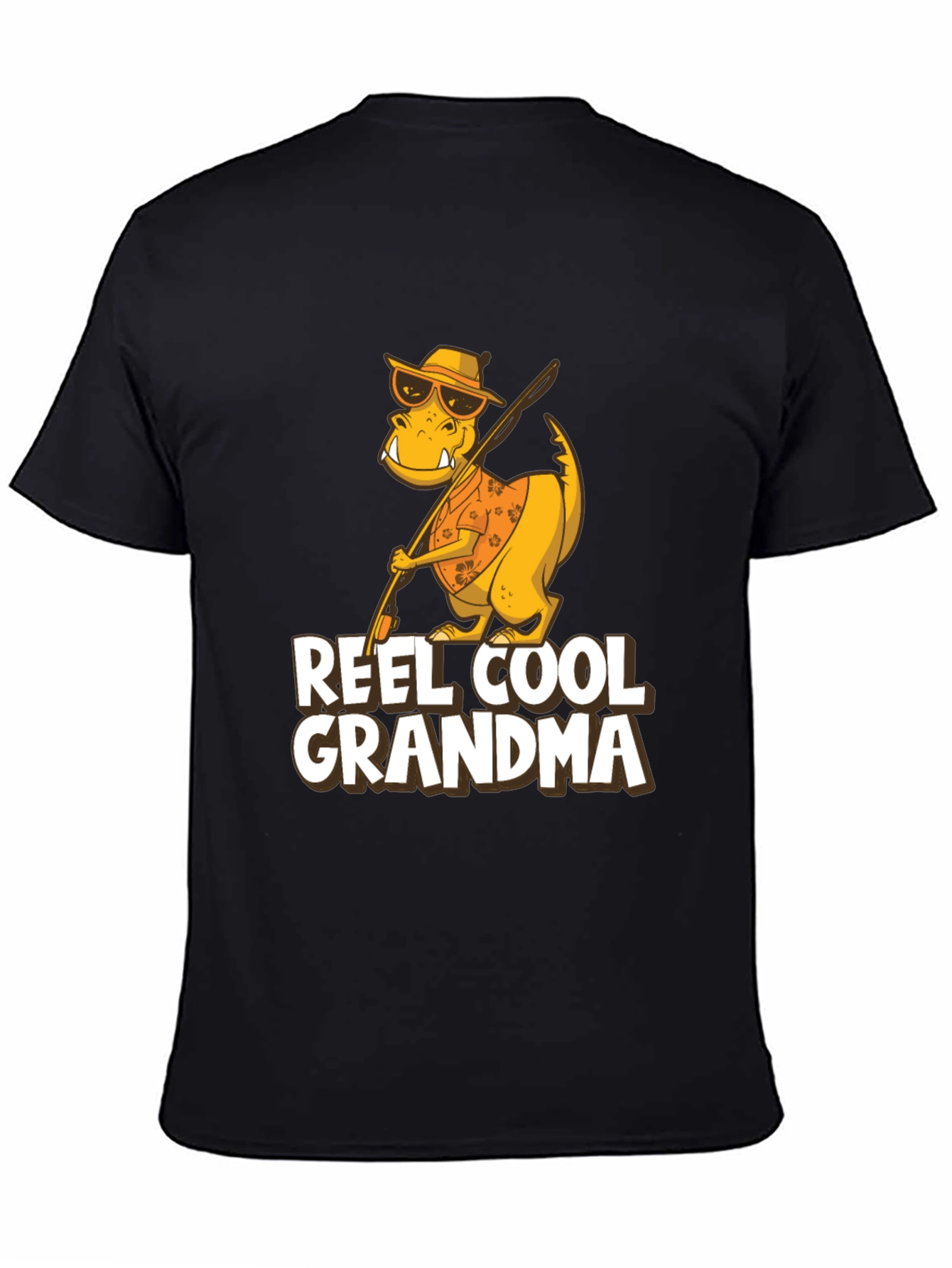 Reel Cool Grandma T-Shirt - Funny Dinosaur Fishing Tee