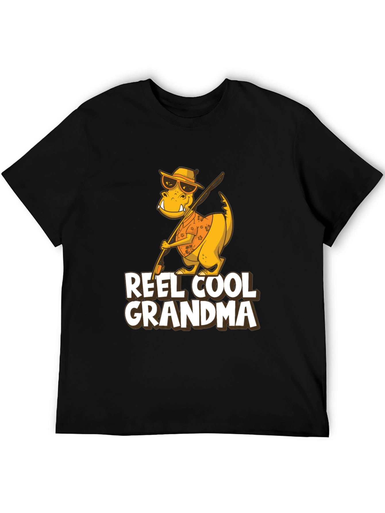 Reel Cool Grandma T-Shirt - Funny Dinosaur Fishing Tee
