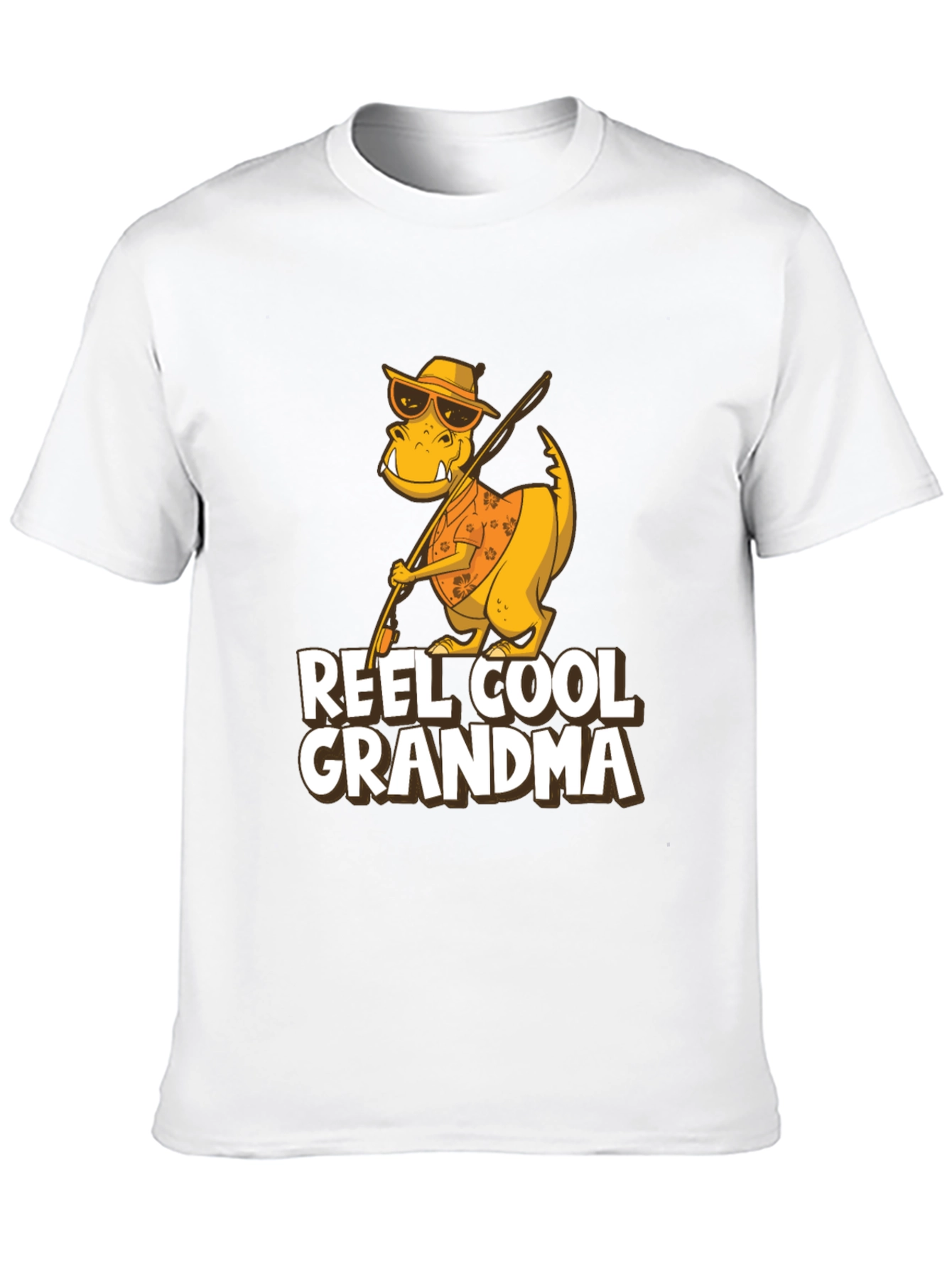 Reel Cool Grandma T-Shirt - Funny Dinosaur Fishing Tee