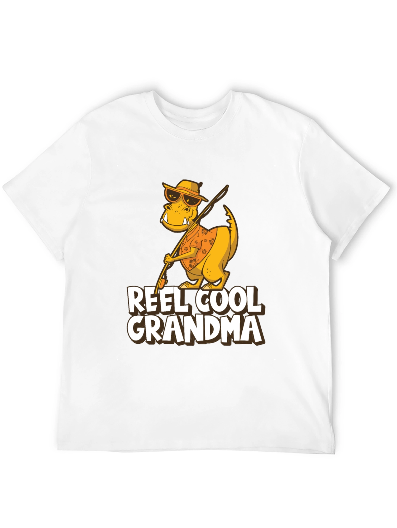 Reel Cool Grandma T-Shirt - Funny Dinosaur Fishing Tee