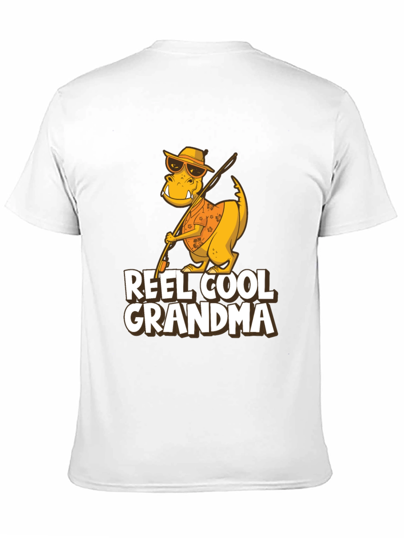 Reel Cool Grandma T-Shirt - Funny Dinosaur Fishing Tee