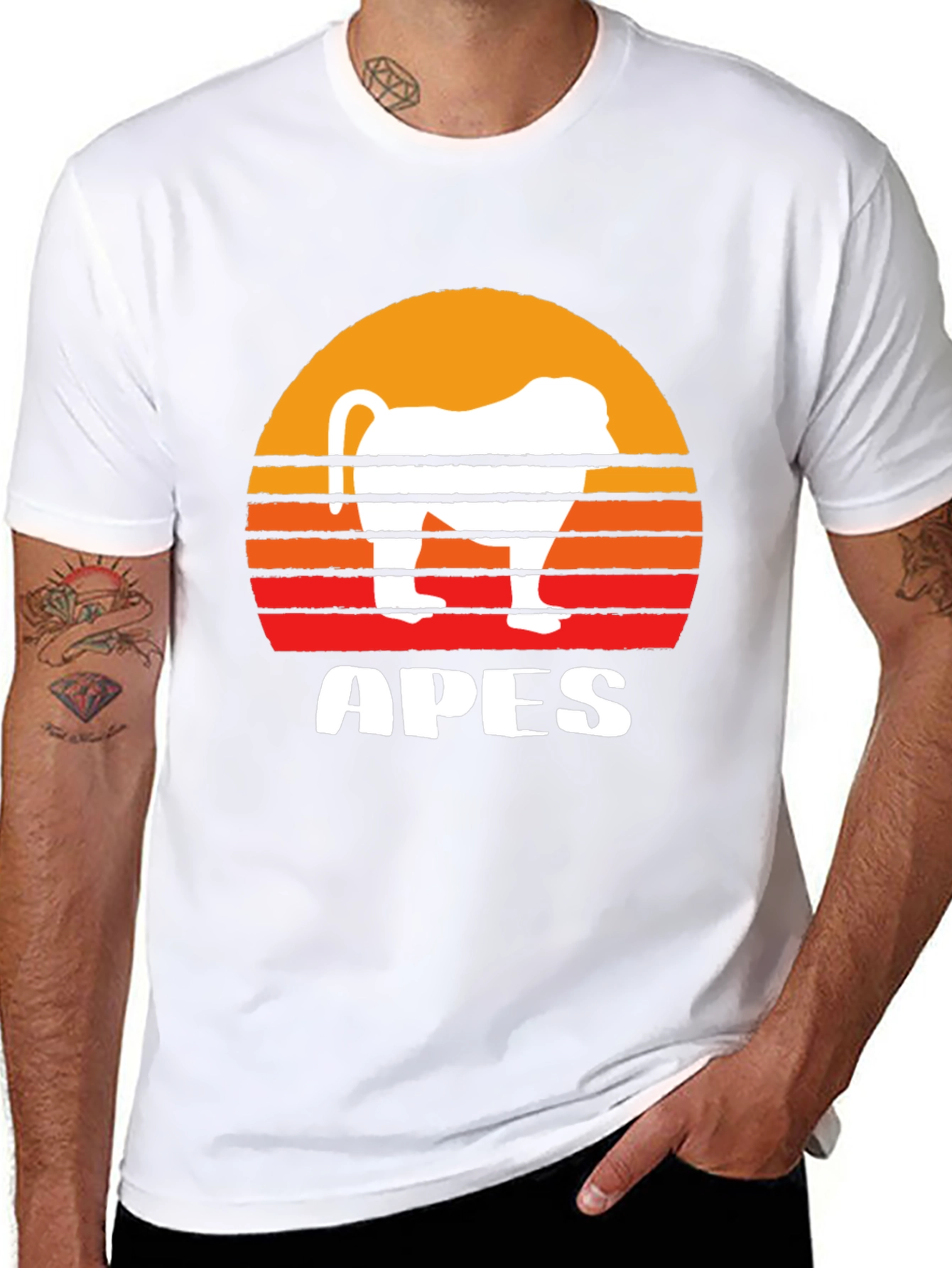 Apes Sunset Graphic T-Shirt - Unique Animal Tee