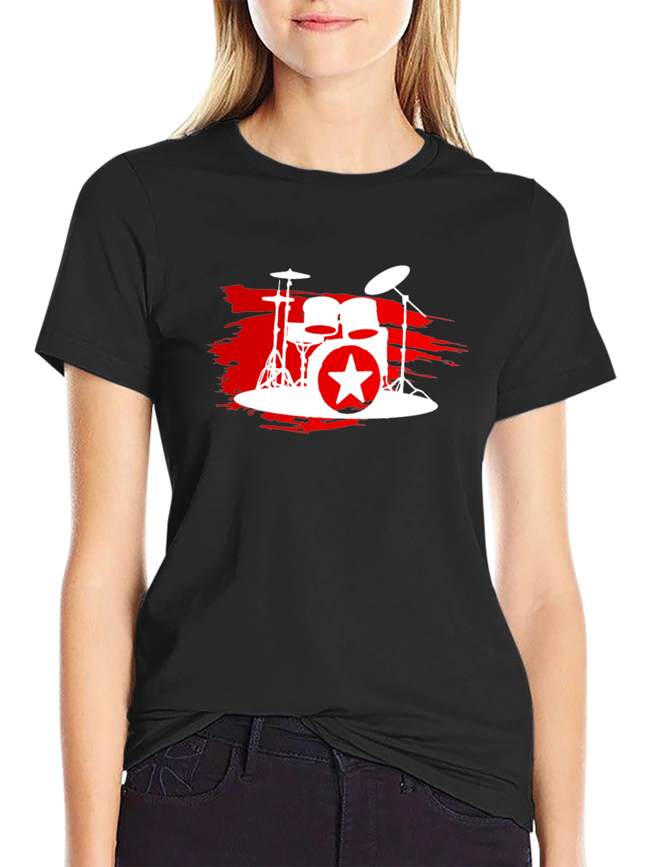 Drum Kit Star Graphic T-Shirt - Black