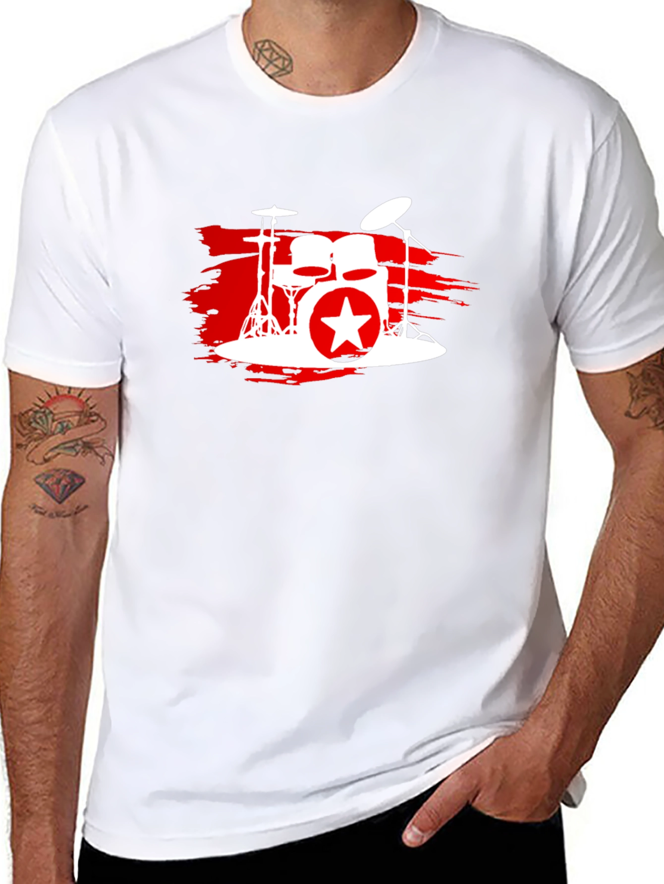 Drum Kit Star Graphic T-Shirt - Black