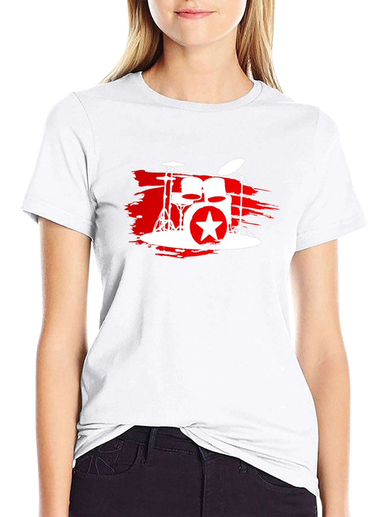 Drum Kit Star Graphic T-Shirt - Black