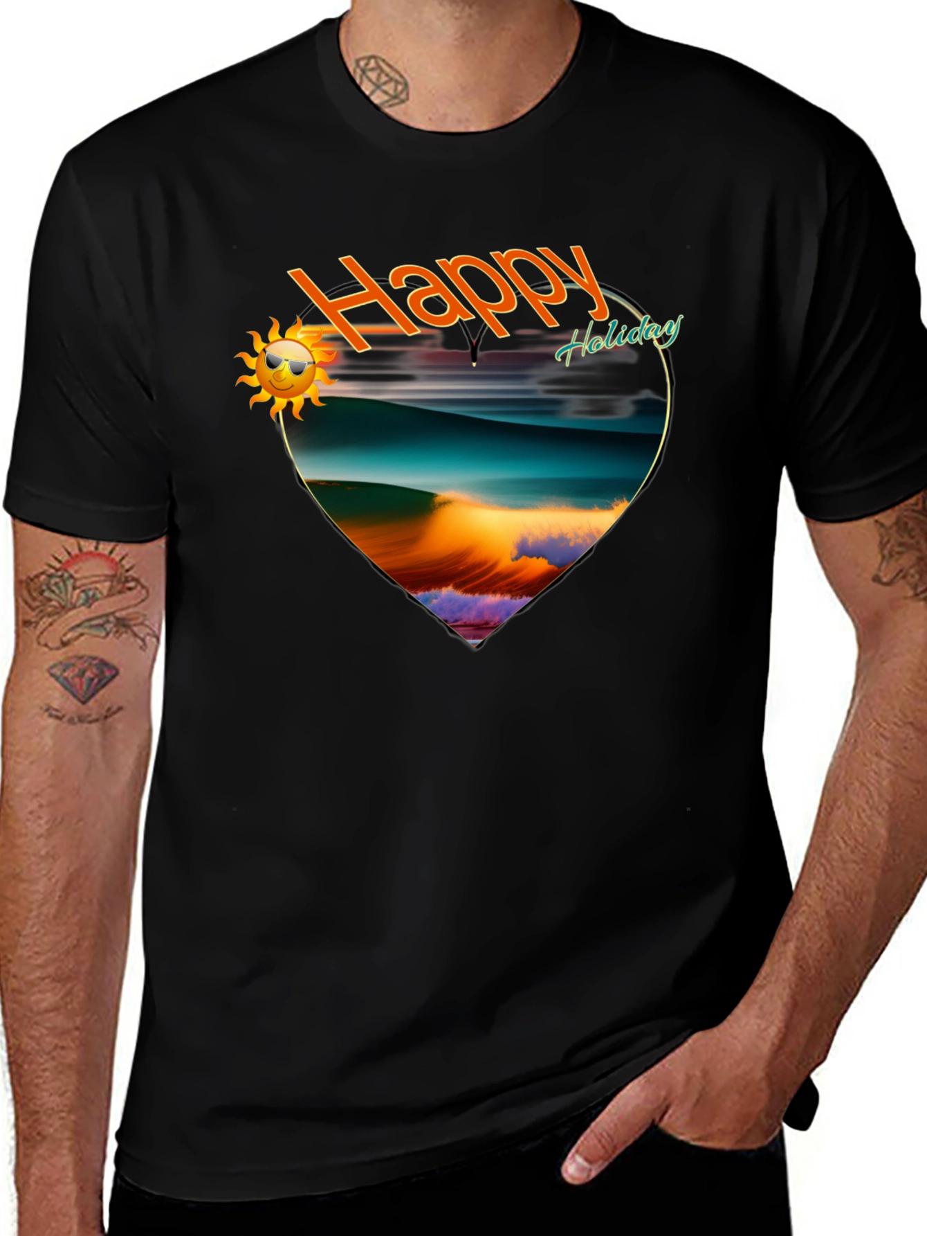 Happy Holiday Graphic Tee -  Beach Scene