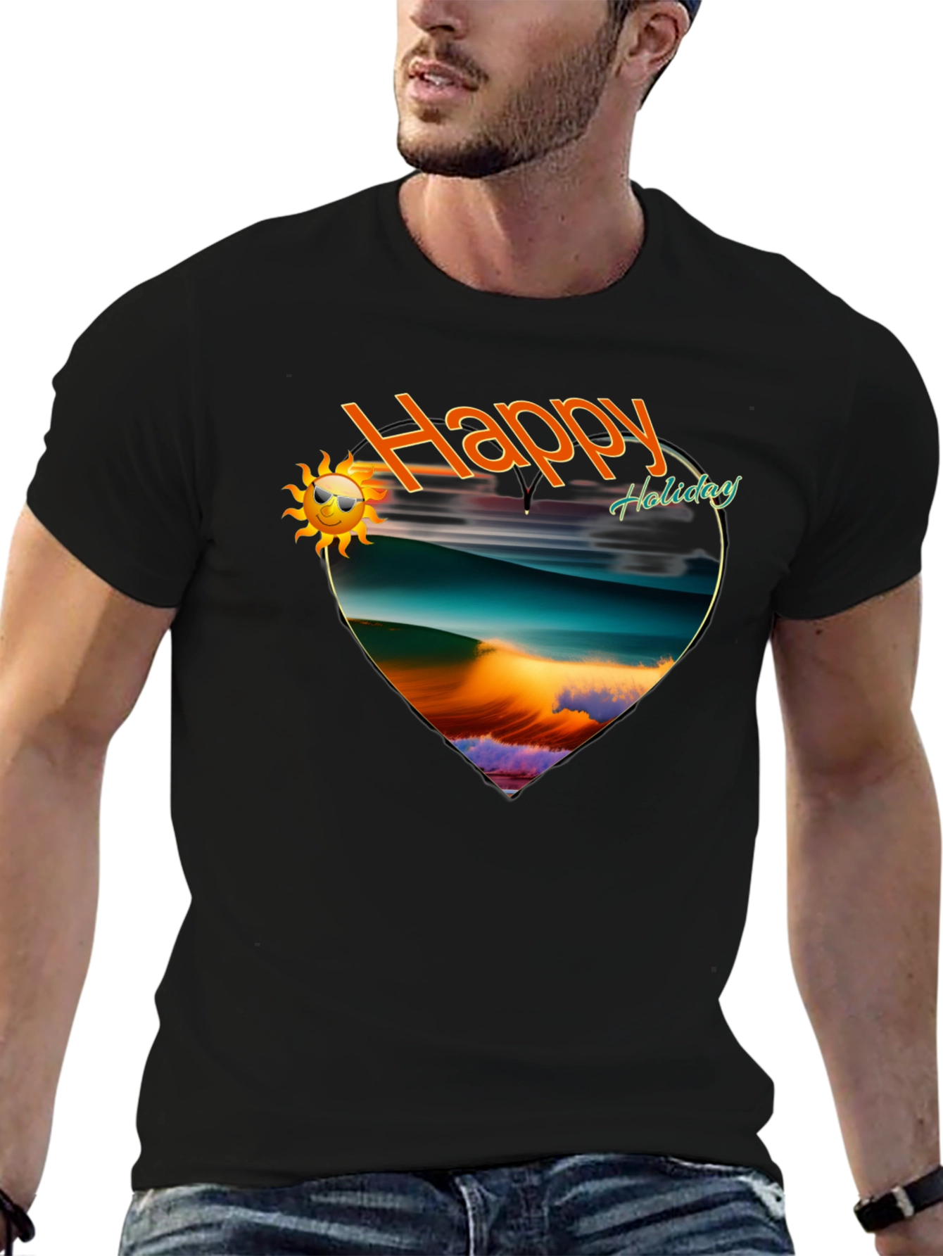 Happy Holiday Graphic Tee -  Beach Scene