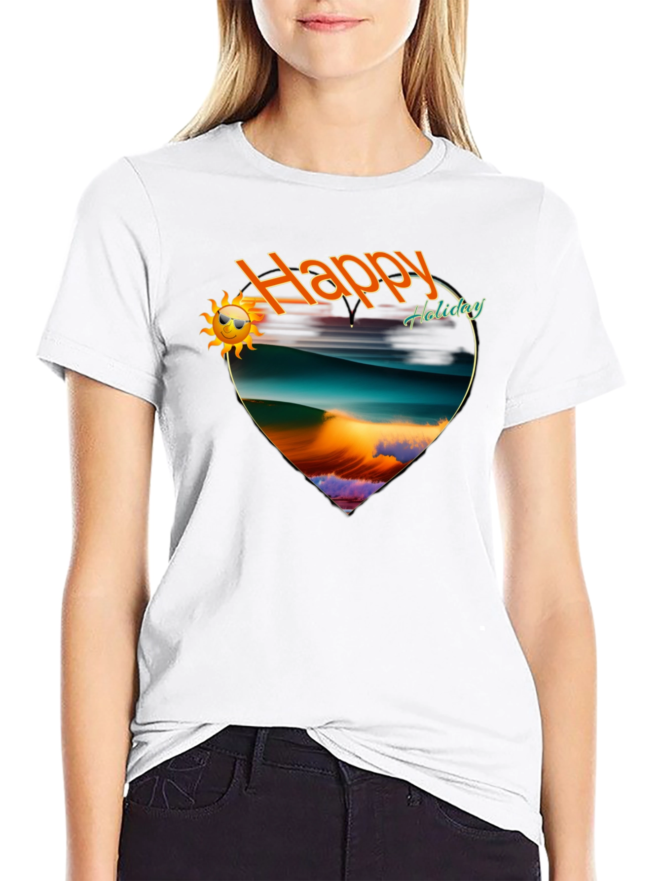 Happy Holiday Graphic Tee -  Beach Scene