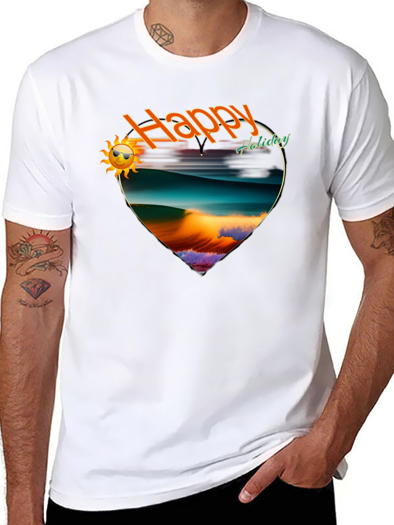 Happy Holiday Graphic Tee -  Beach Scene