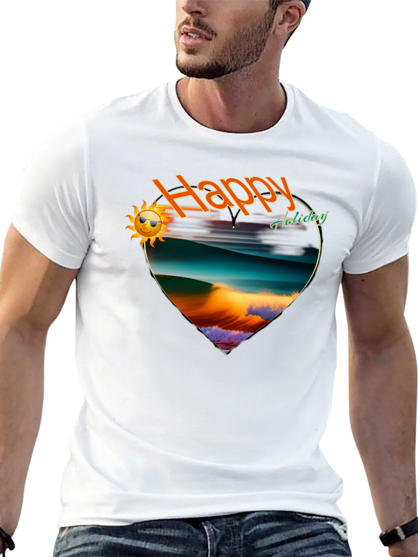 Happy Holiday Graphic Tee -  Beach Scene