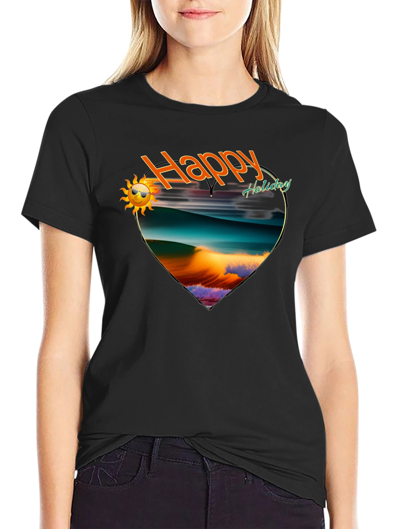 Happy Holiday Graphic Tee -  Beach Scene