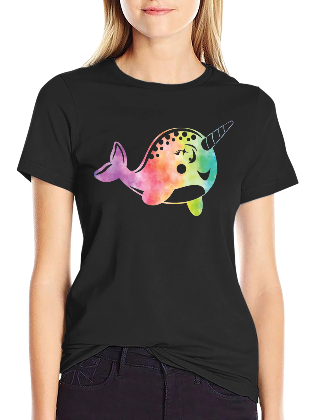 Narwhal Graphic Tee - Black Cotton Comfort