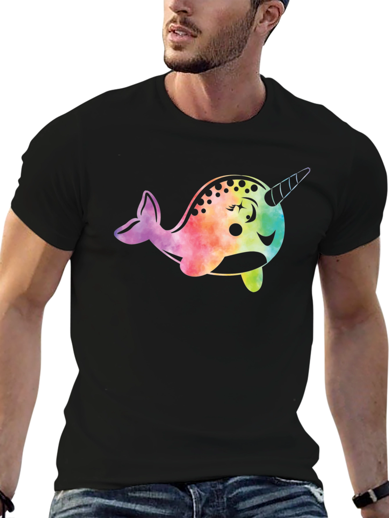Narwhal Graphic Tee - Black Cotton Comfort