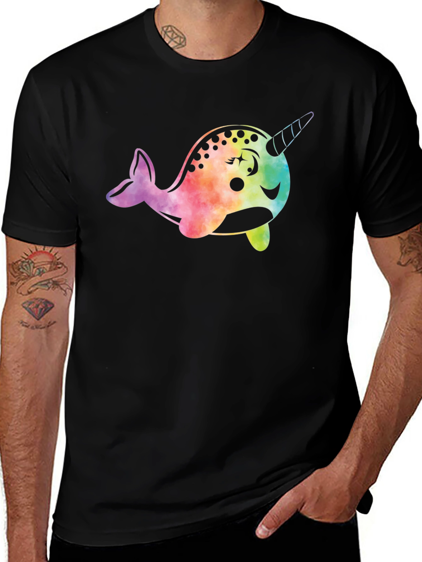 Narwhal Graphic Tee - Black Cotton Comfort