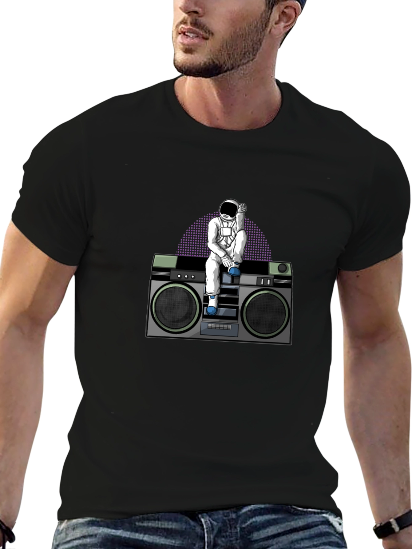 Astronaut on Boombox Graphic T-Shirt