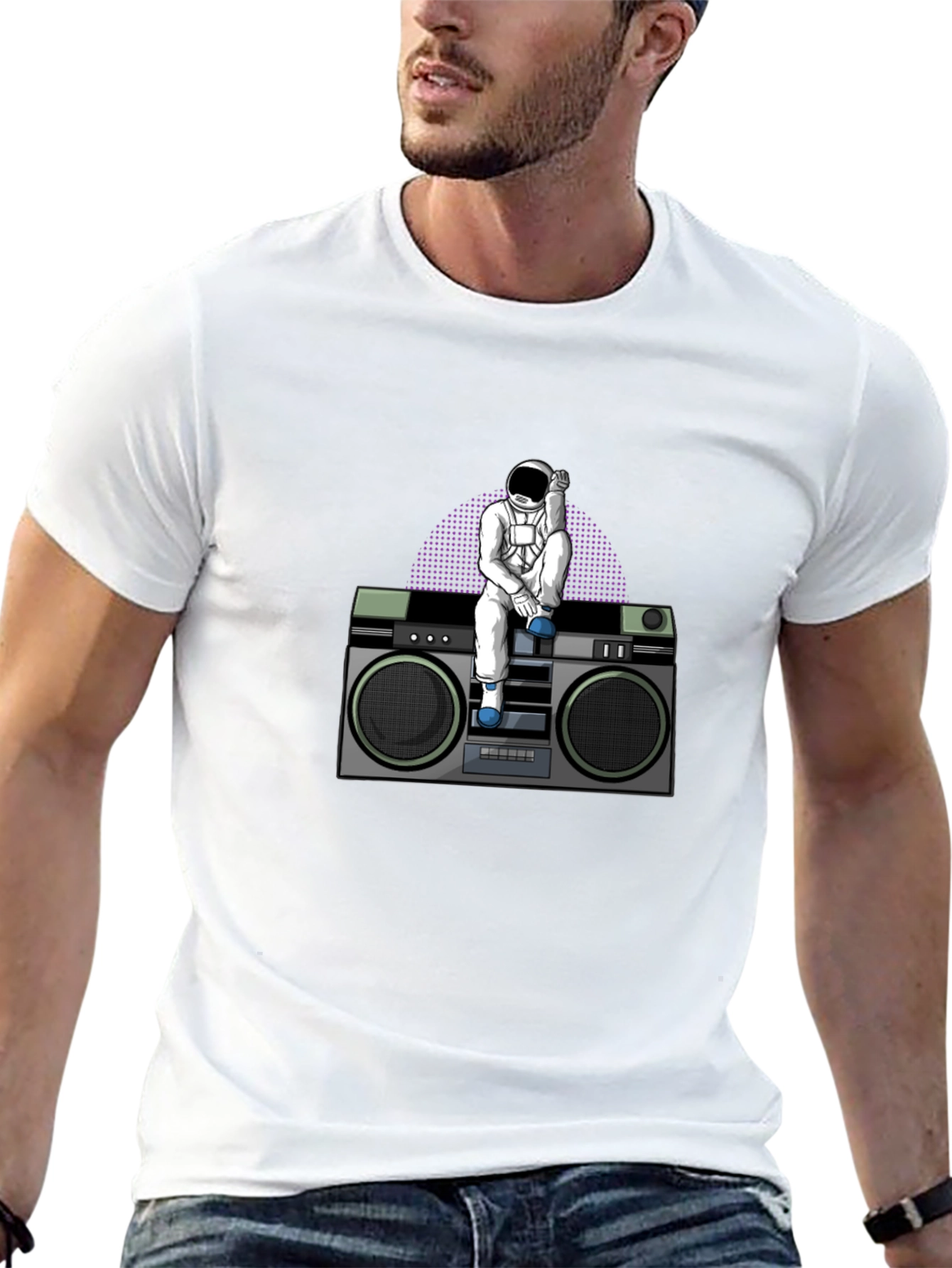 Astronaut on Boombox Graphic T-Shirt