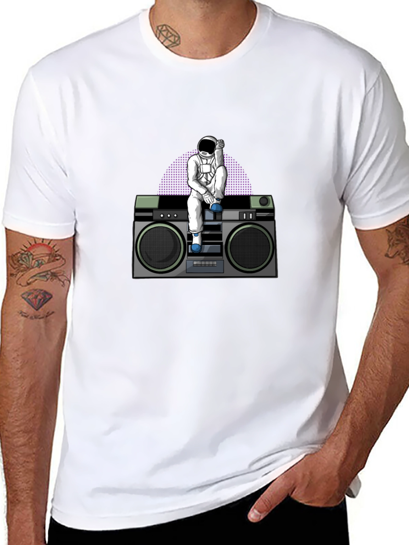 Astronaut on Boombox Graphic T-Shirt
