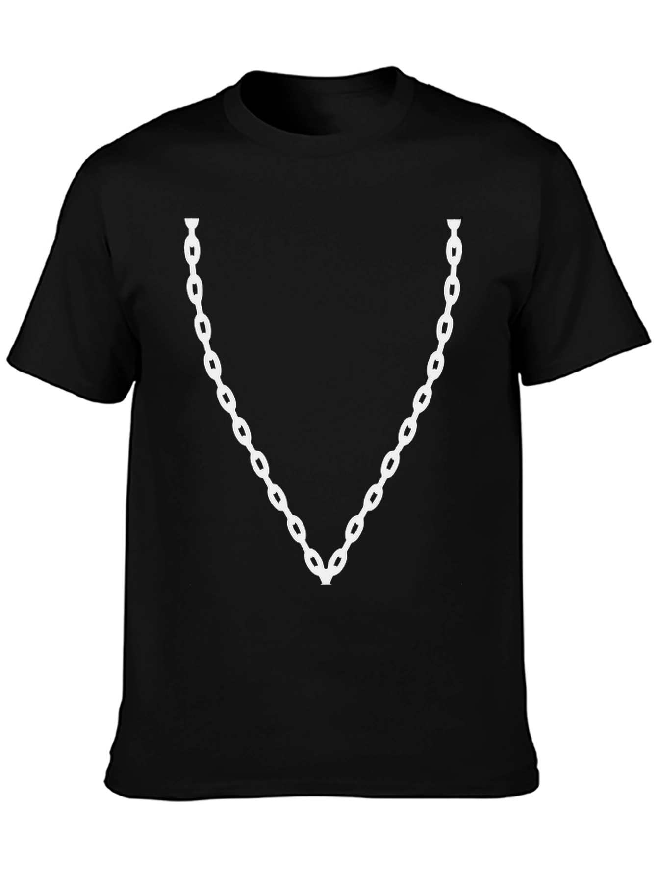 Mens Black T-Shirt with Chain Design