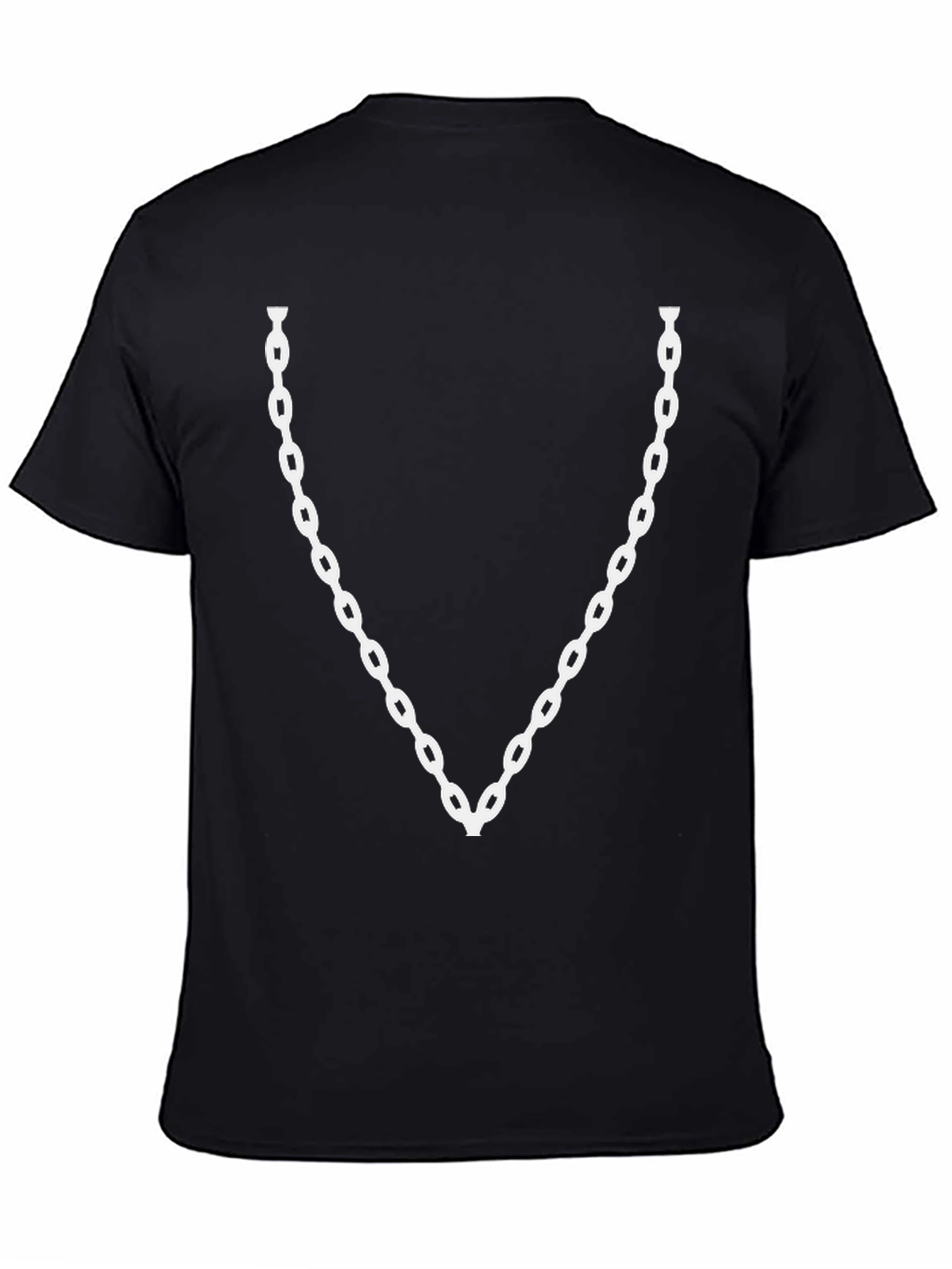 Mens Black T-Shirt with Chain Design