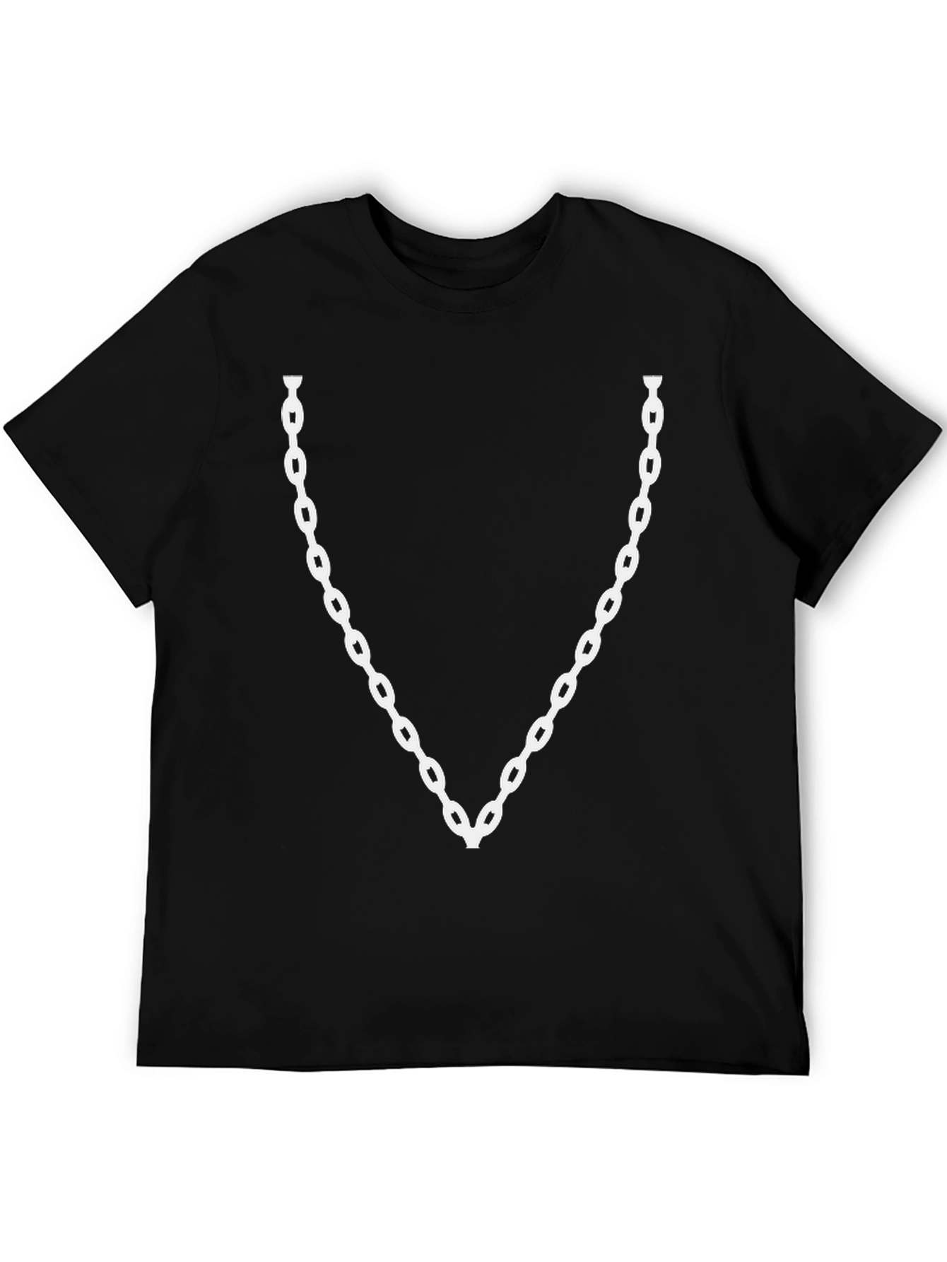 Mens Black T-Shirt with Chain Design