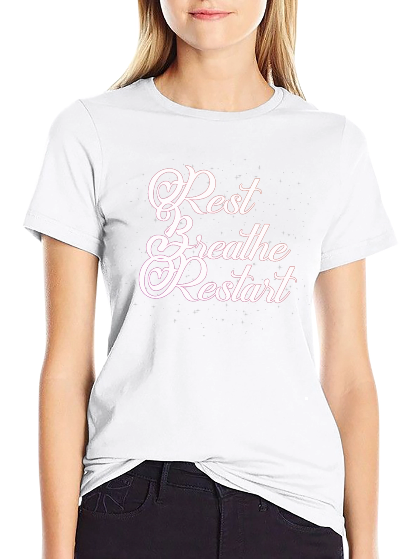 Rest Breathe Restart Graphic Tee - Black Cotton T-Shirt