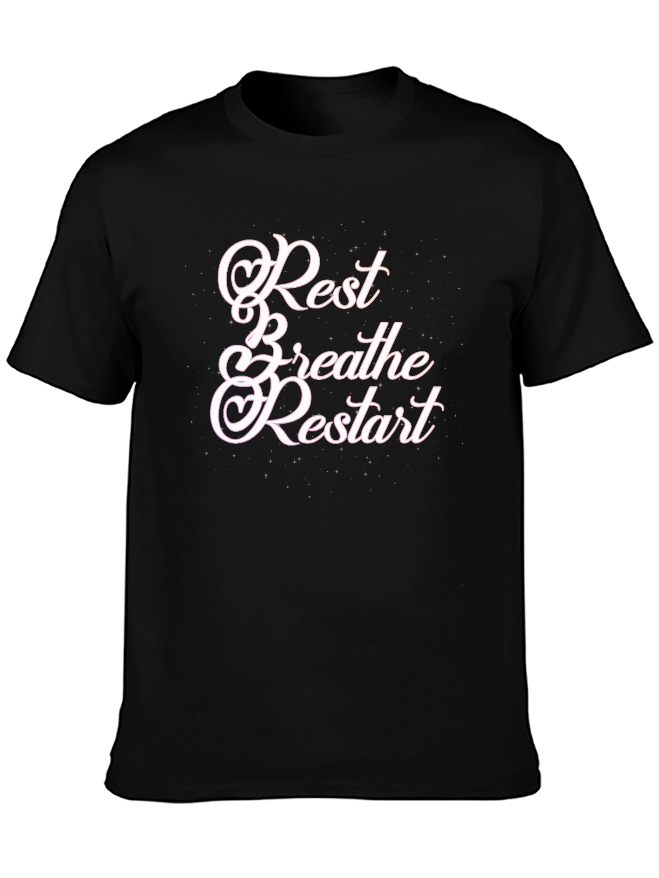 Rest Breathe Restart Graphic Tee - Black Cotton T-Shirt