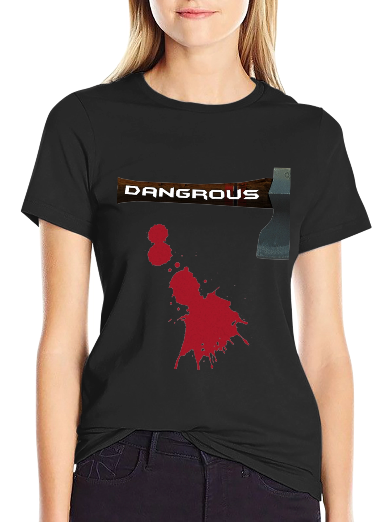 Dangerous Axe Graphic Tee - Black Novelty Shirt