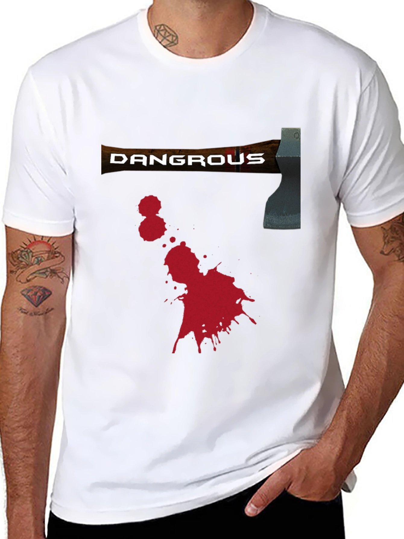 Dangerous Axe Graphic Tee - Black Novelty Shirt