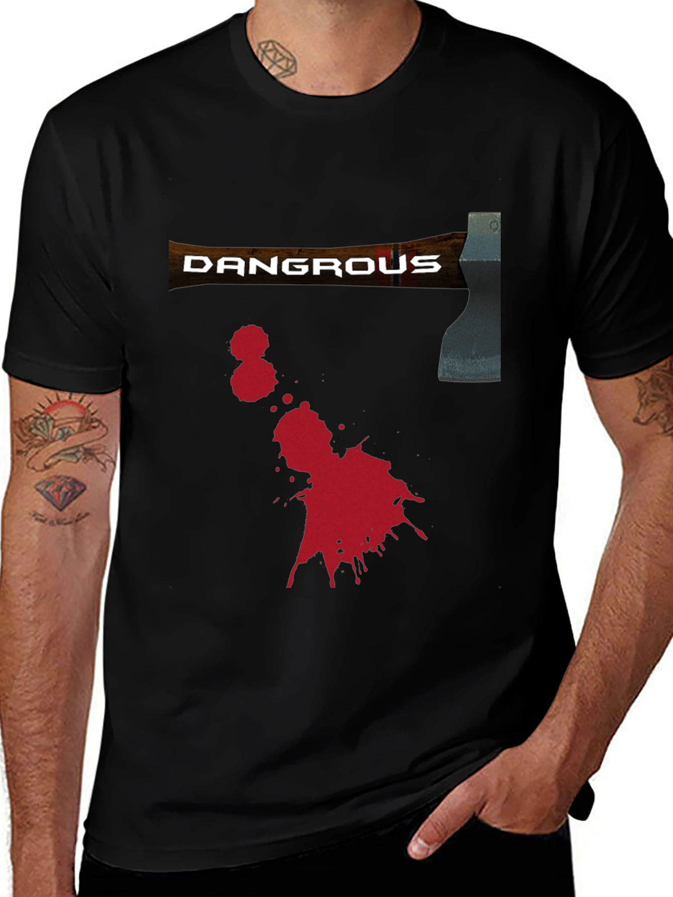 Dangerous Axe Graphic Tee - Black Novelty Shirt