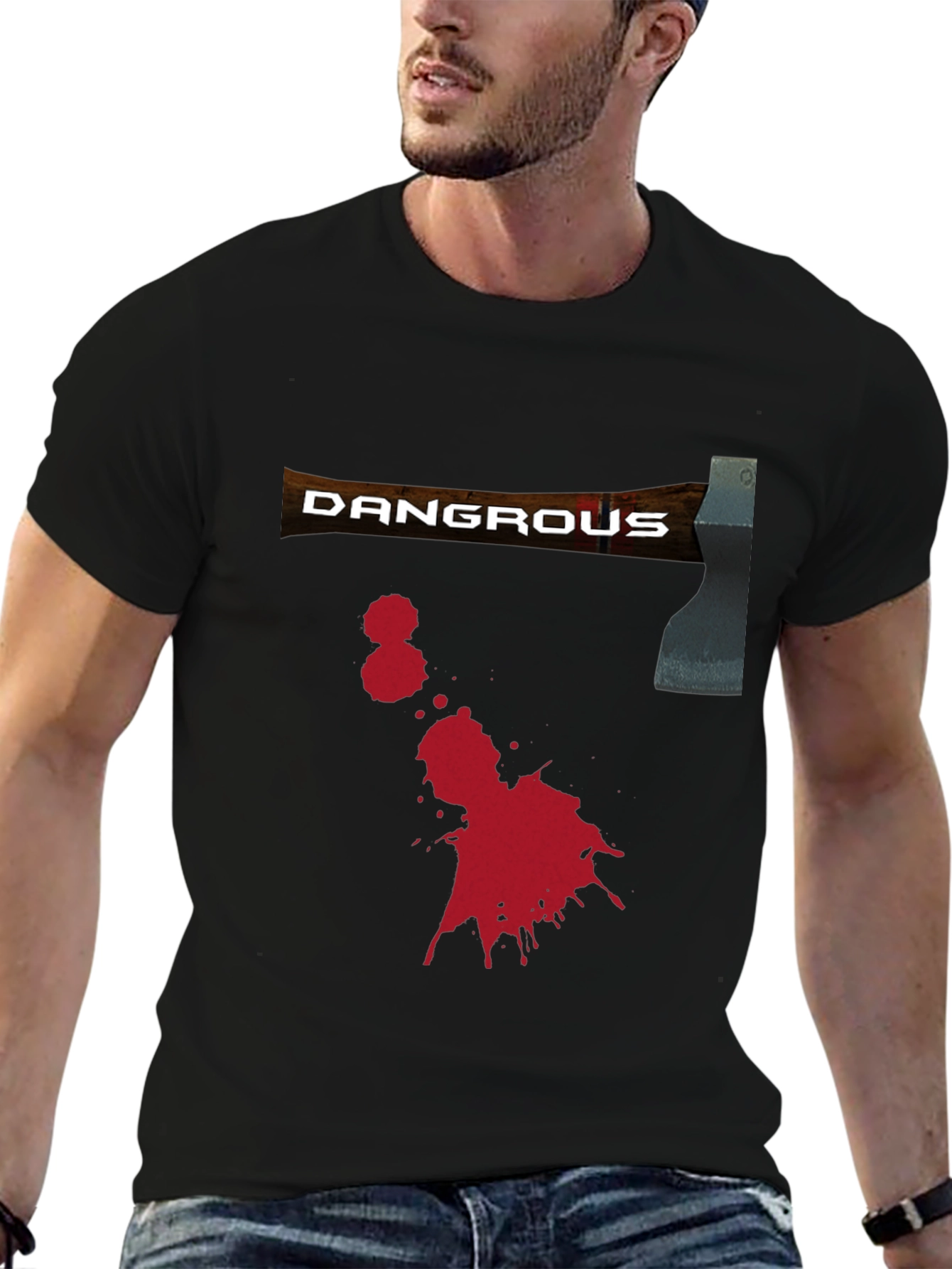 Dangerous Axe Graphic Tee - Black Novelty Shirt