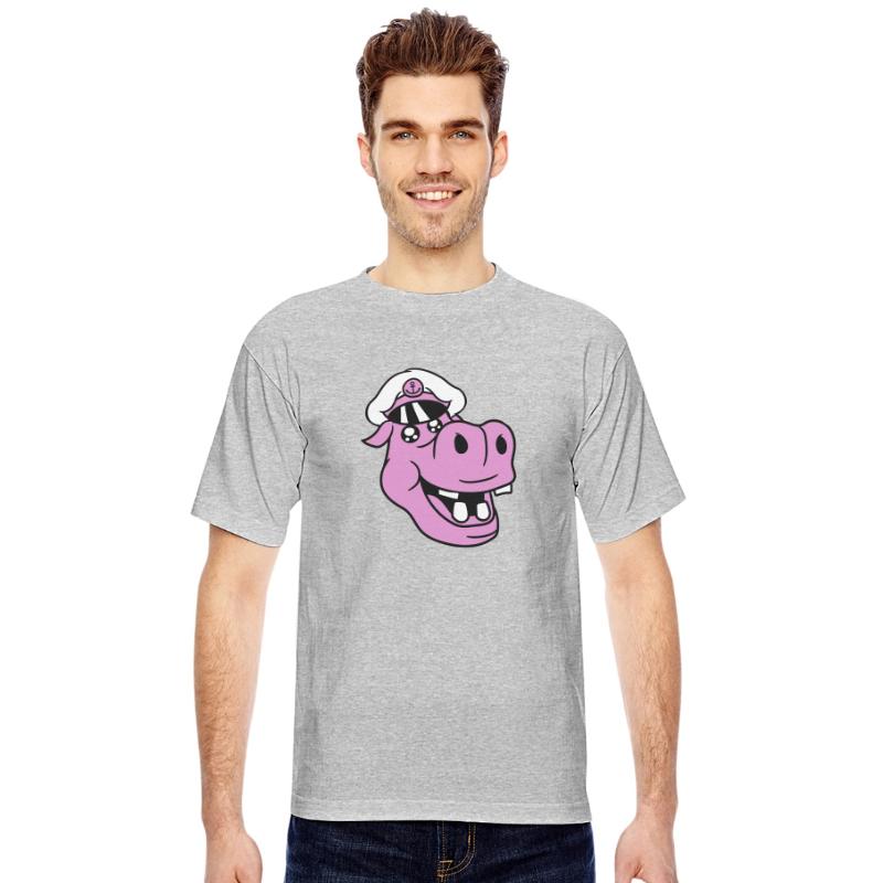 Old Hippo Captain Face Funny Cute Cartoon Comic
