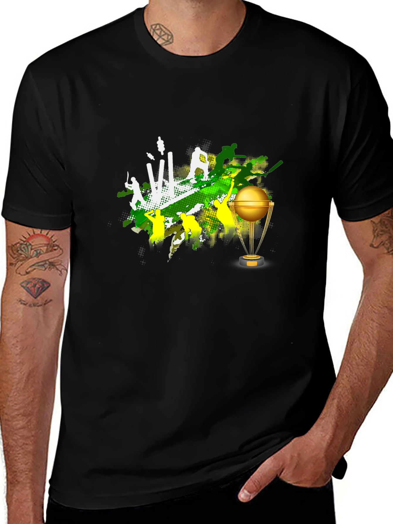 Cricket T-Shirt - Golden Trophy Design