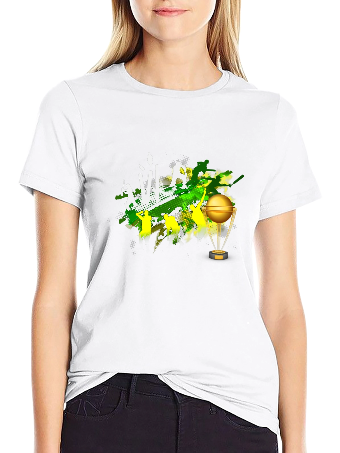 Cricket T-Shirt - Golden Trophy Design