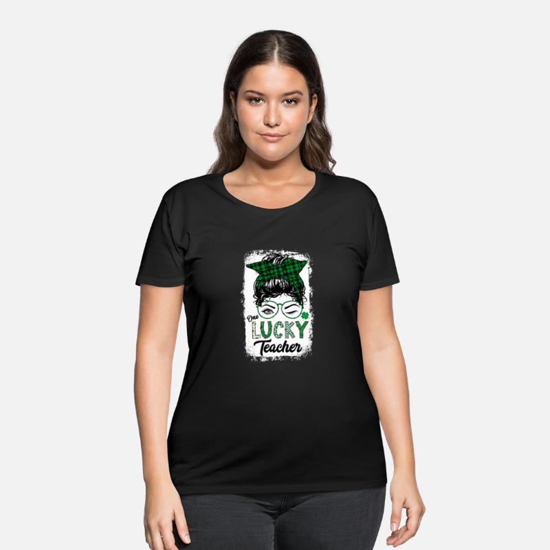 One Lucky Teacher St Patricks Day Buffalo Plaid Me
