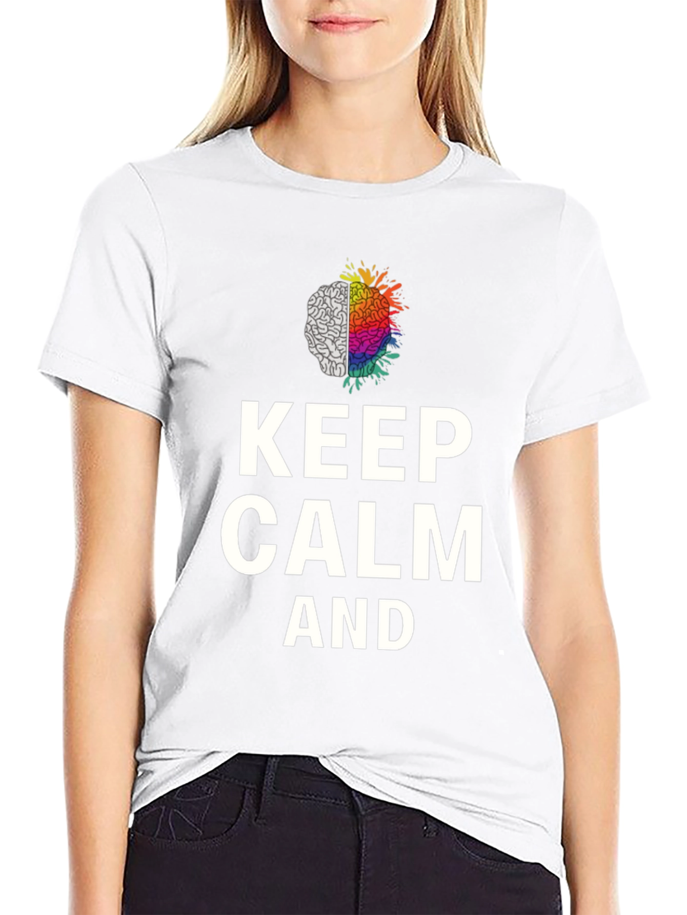 Keep Calm Brain Graphic Tee - Soft Cotton Blend