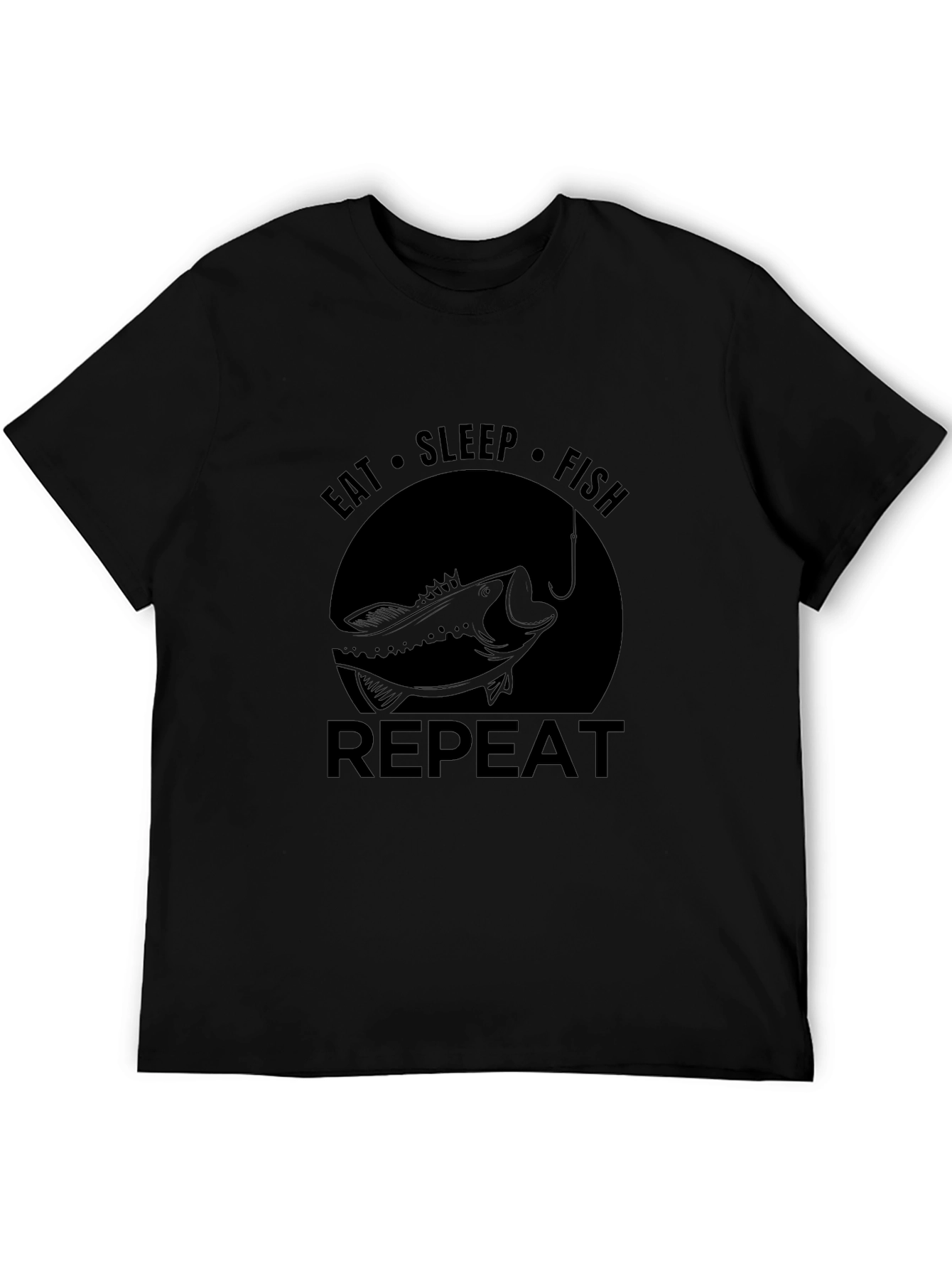 Eat Sleep Fish Repeat Black T-Shirt