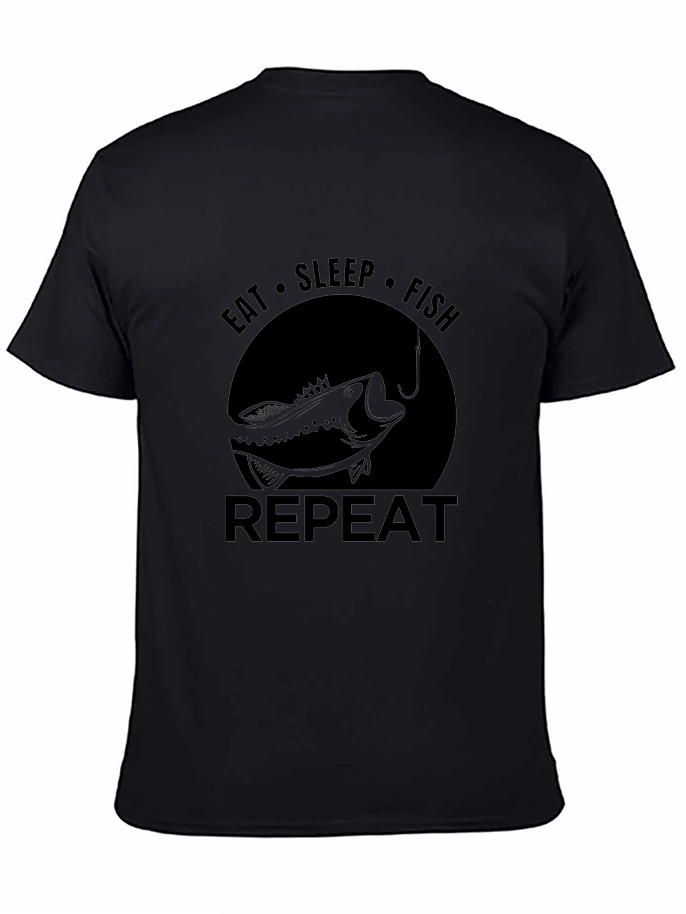 Eat Sleep Fish Repeat Black T-Shirt