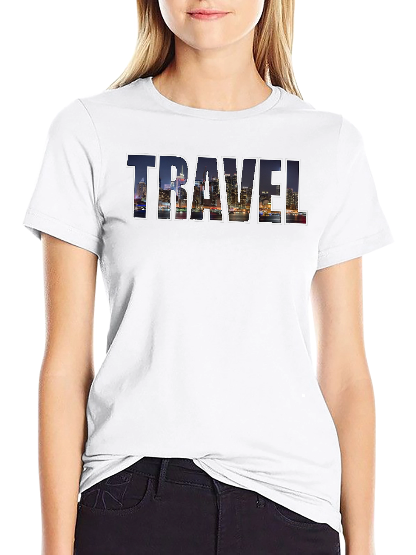 Travel Cityscape Graphic Tee - Black
