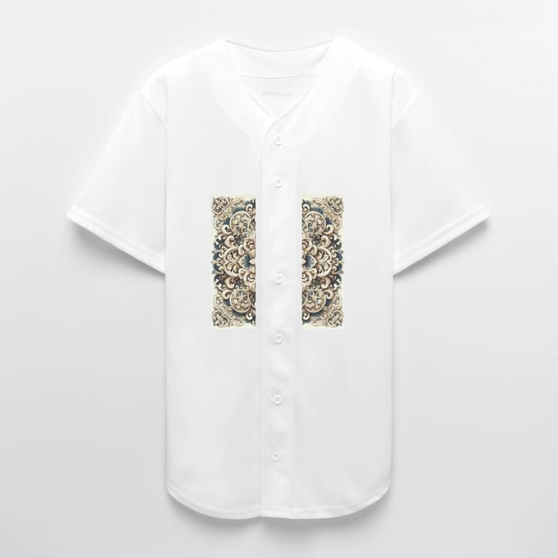 Ornate Floral Mandala Design in Cream and Blue
