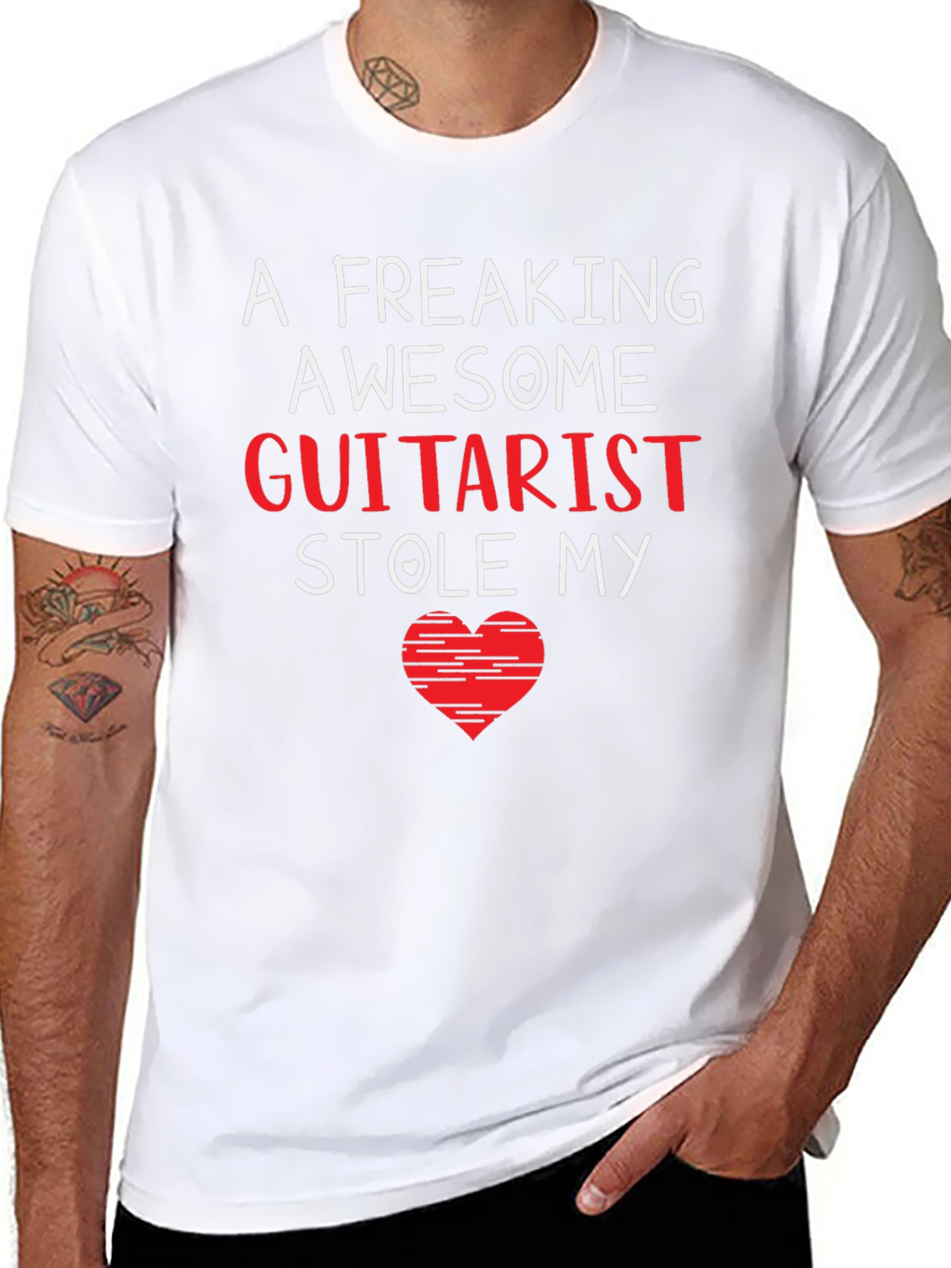Awesome Guitarist Heart Graphic T-Shirt